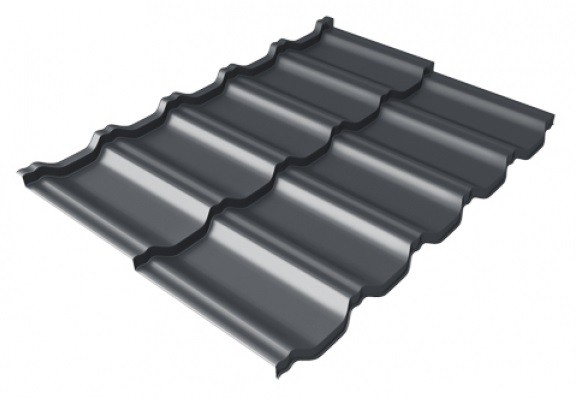 Металлочерепица модульная Квинта Uno Grand Line c 3D резом 0,5 Satin Мatt RAL 7024 мокрый асфальт купить в Петропавловск-Камчатском