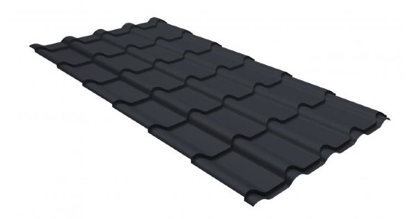 Металлочерепица камея GL 0,5 GreenCoat Pural RR 23 темно-серый (RAL 7024 мокрый асфальт) купить в Петропавловск-Камчатском