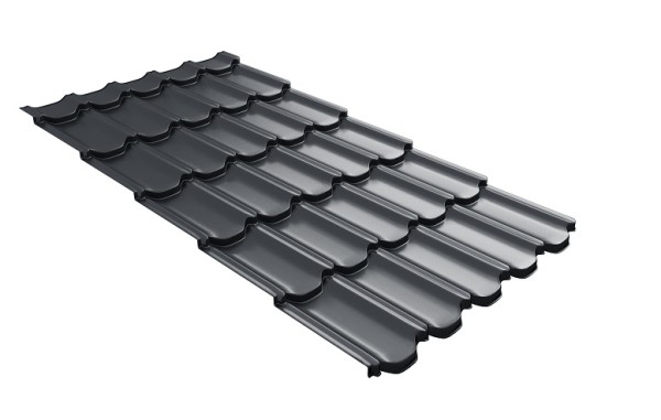 Металлочерепица квинта плюс с 3D резом 0,5 Quarzit lite RAL 7024 мокрый асфальт купить в Петропавловск-Камчатском