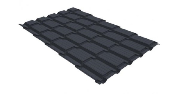 Металлочерепица GL квадро профи 0,5 GreenCoat Pural RR 23 темно-серый (RAL 7024) мокрый асфальт купить в Петропавловск-Камчатском