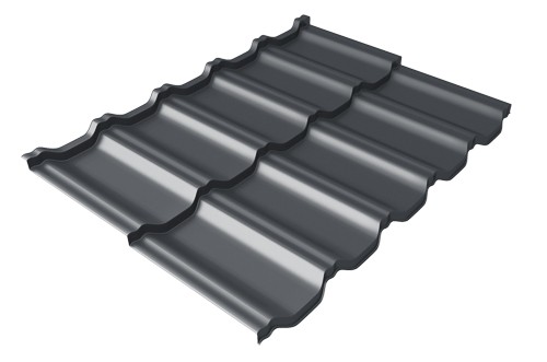 Металлочерепица модульная Квинта Uno Grand Line c 3D резом 0,45 Drap RAL 7024 мокрый асфальт купить в Петропавловск-Камчатском